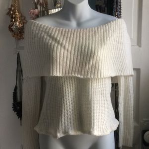 White off the shoulder sweater